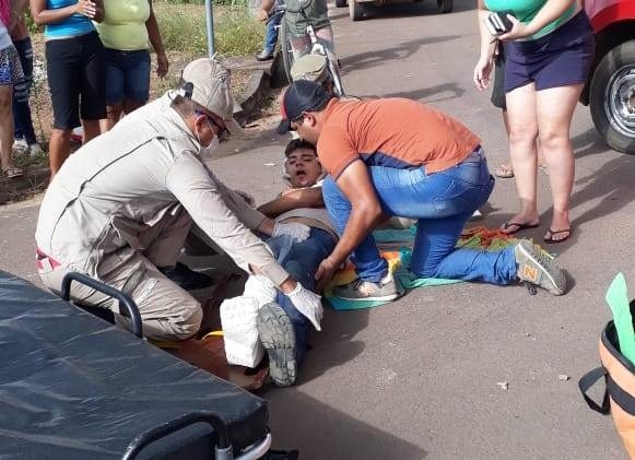 Freio de moto trava e motociclista sofre acidente em Sinop