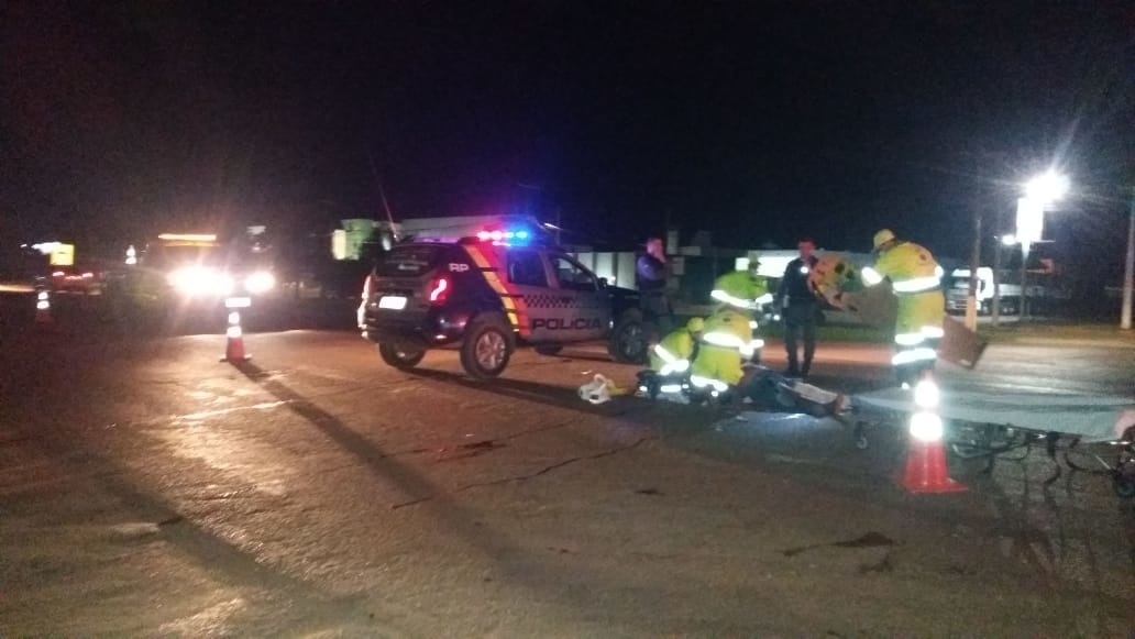 Motociclista tem fratura exposta depois de acidente em cruzamento na BR-163 em Sinop
