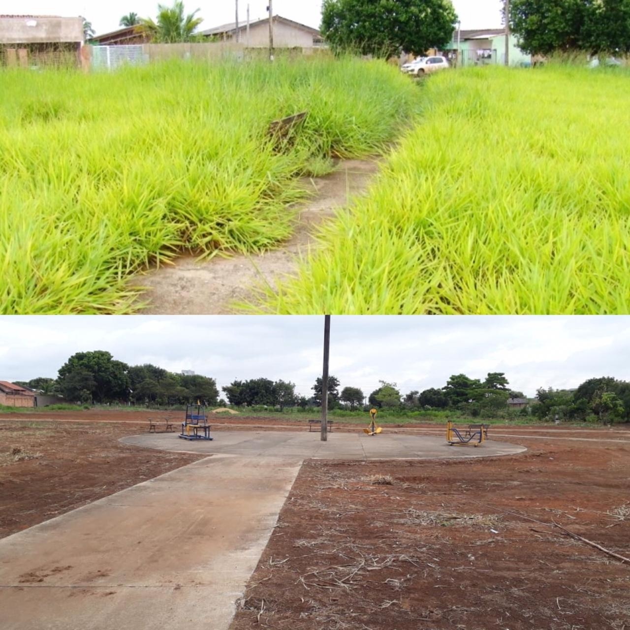 Após reportagem, prefeitura faz limpeza de praça em Sinop