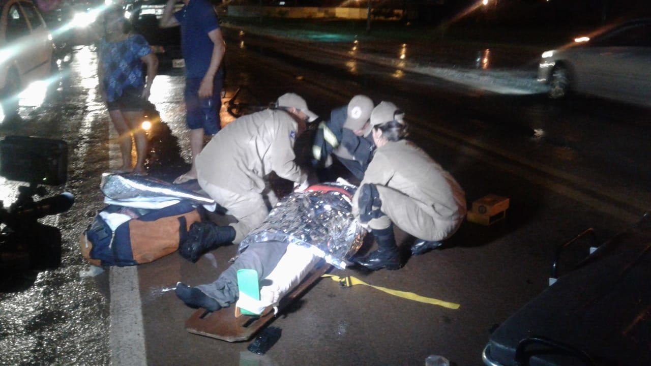 Ciclista atingido por moto na MT-140 em Sinop