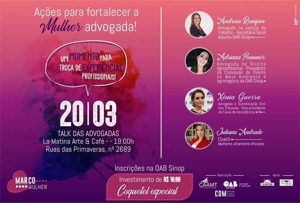 OAB Sinop promove evento para o fortalecimento das advogadas