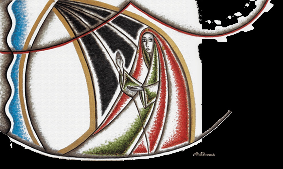 Simbologia da arte que representa o tema do Congresso Mariológico 2019