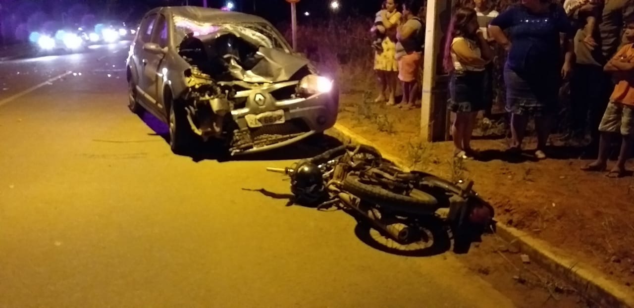 Motociclista fica ferido depois de colidir frontalmente contra carro em Sinop