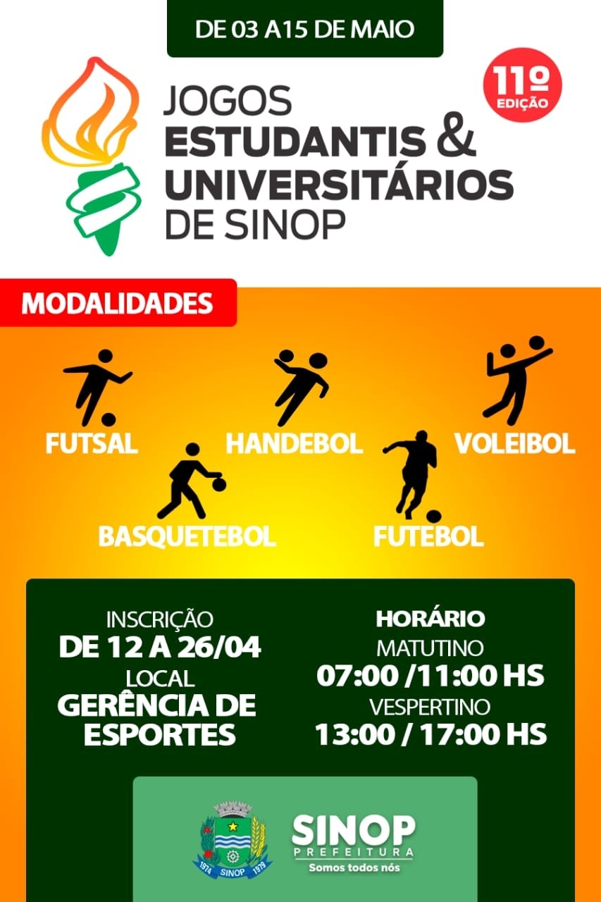 Inscrições para os Jogos Estudantis e Universitários estão abertas