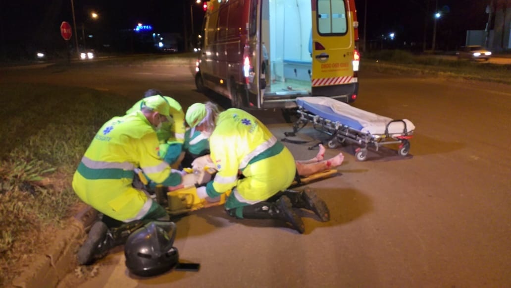Motociclista fica ferido após se envolver em acidente na BR-163