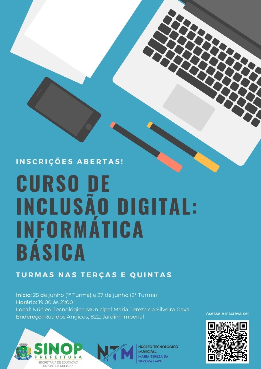 Inscrições para curso gratuito de informática seguem abertas até dia 24/06