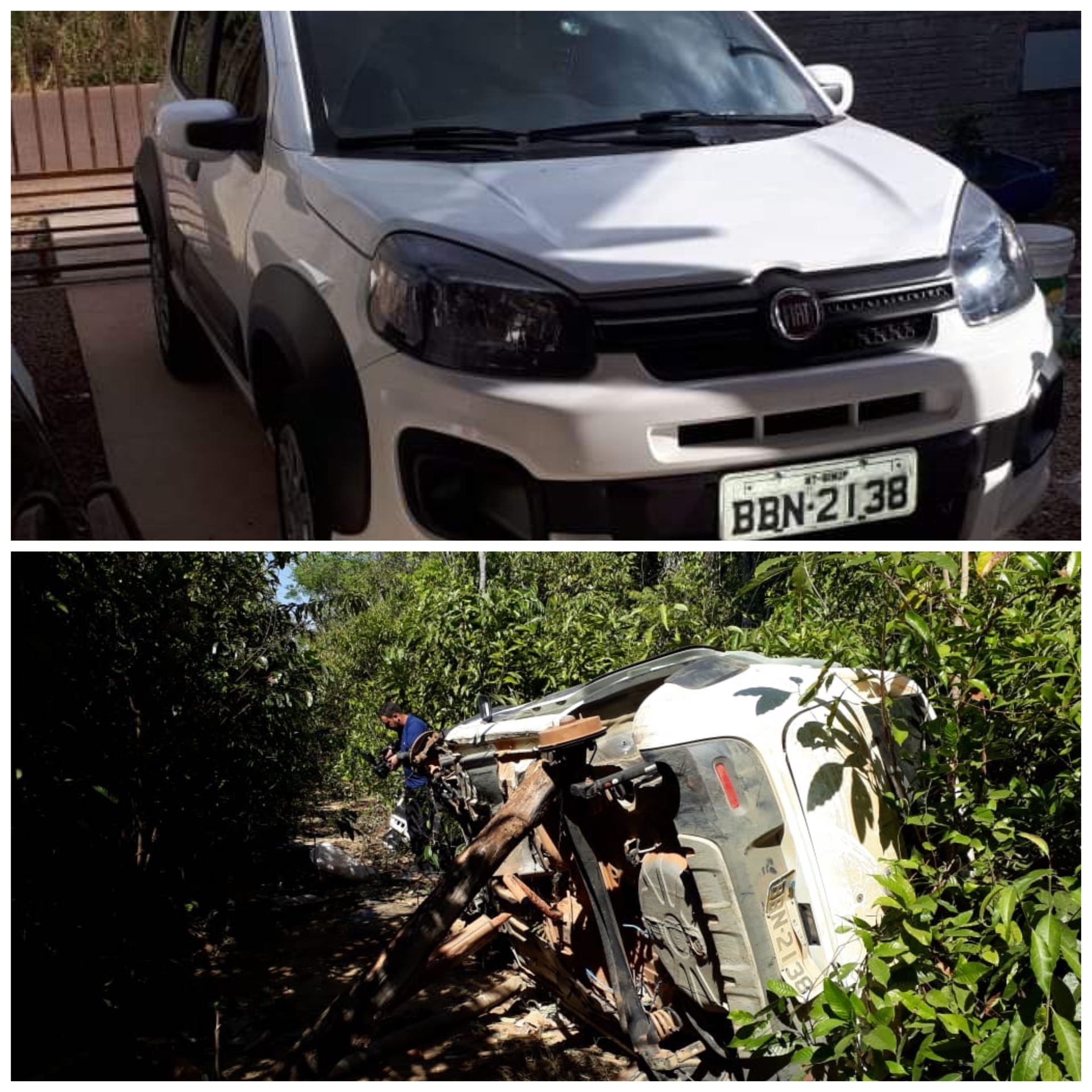 Dono de veículo roubado encontra carro destruído
