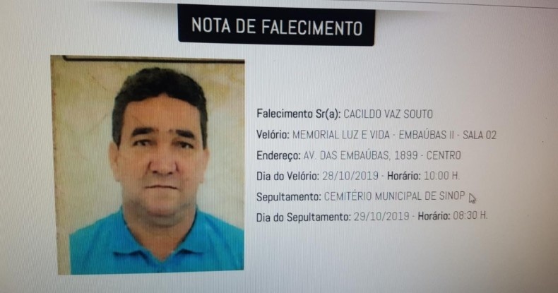 Empresário assassinado a tiros em Sorriso é velado em Sinop