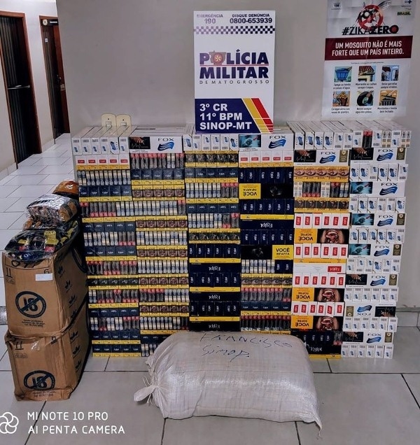 Polícia prende homem com cigarros contrabandeados e R$ 11 mil em Sinop
