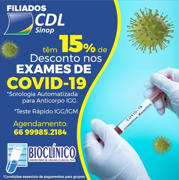 Filiados a CDL tem desconto na realização de Testes de Covid-19