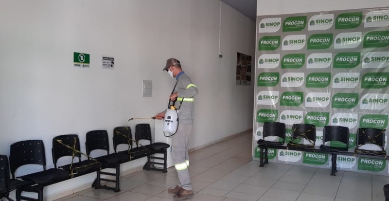 Concessionária Águas de Sinop realiza desinfecção biológica nas instalações do Procon