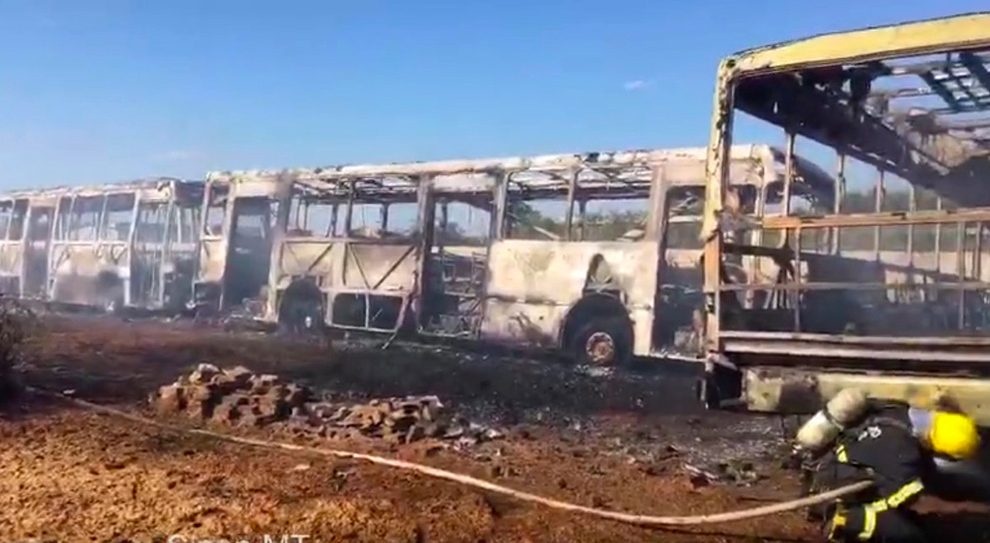 Fogo destrói quatro ônibus em Sinop