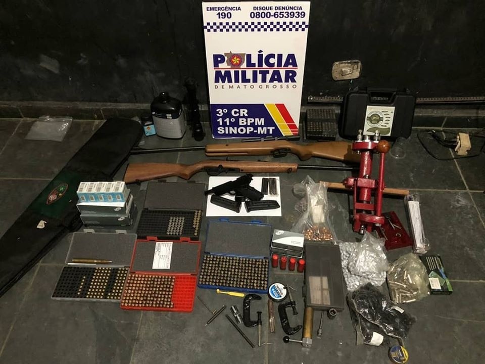 PM prende homem com armas de fogo e munições em Sinop