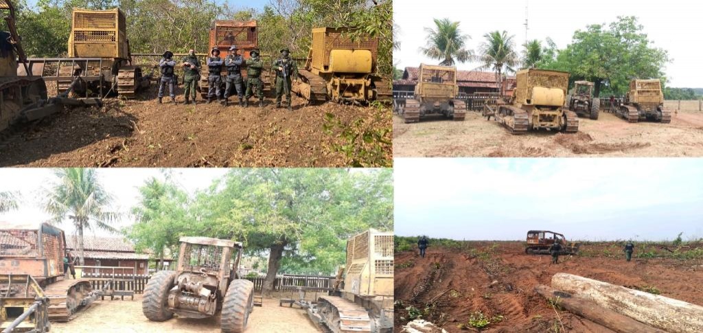 Batalhão Ambiental apreende cinco tratores em desmatamento de fazenda embargada