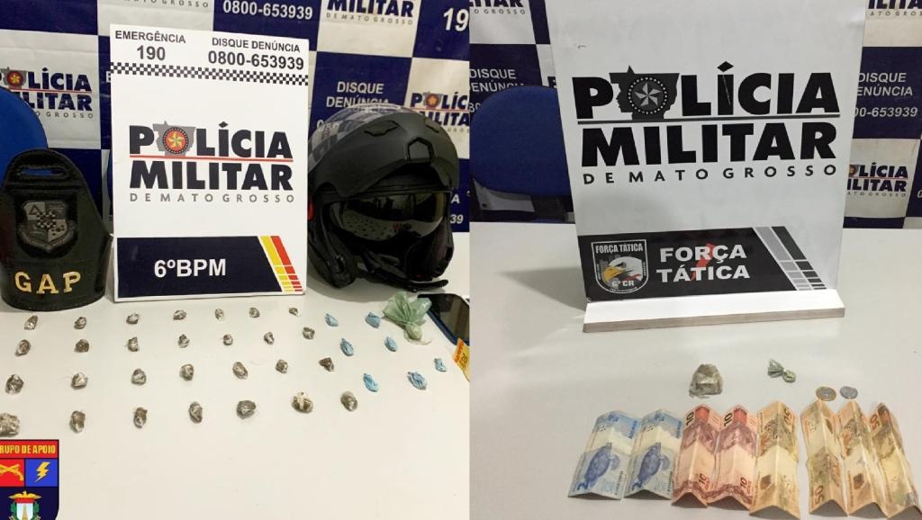 PM apreende porções de maconha e pasta base de cocaína em bairros de Cáceres