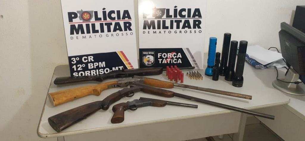 Três são presos com armas de fogo em zona rural de Sorriso
