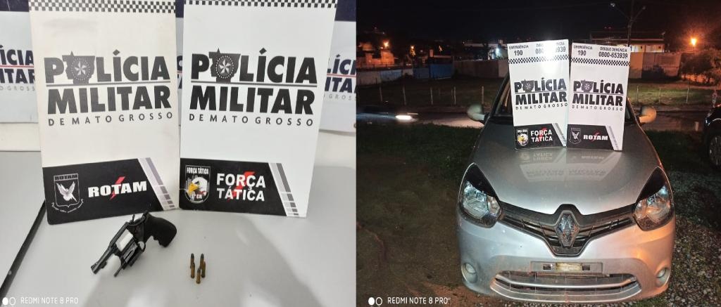 Dupla é presa com arma de fogo e carro roubado
