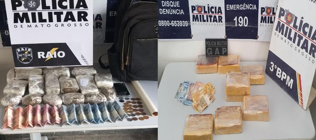 PM prende dois e apreende menor por tráfico em Cuiabá