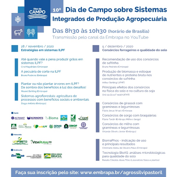 Embrapa Agrossilvipastoril promoverá 10ª edição de seu dia de campo em formato on-line