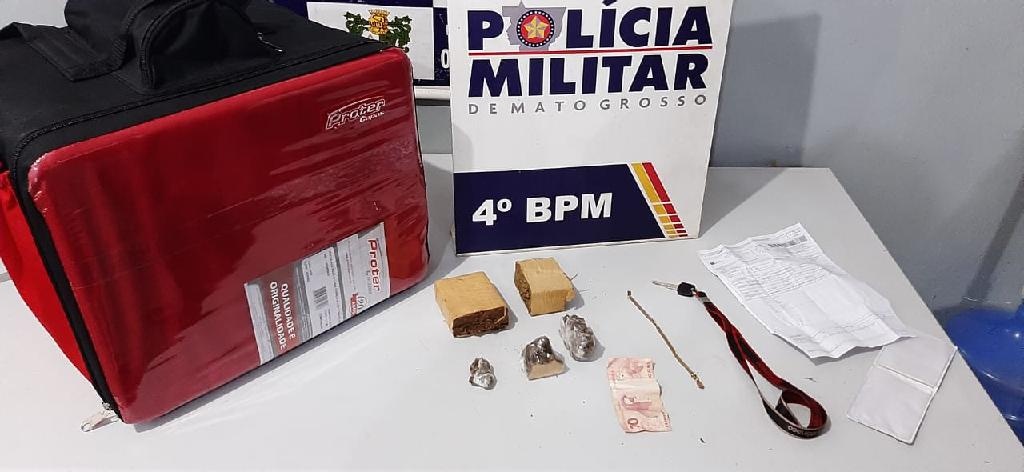 PM encontra droga com entregador de aplicativo em Várzea Grande