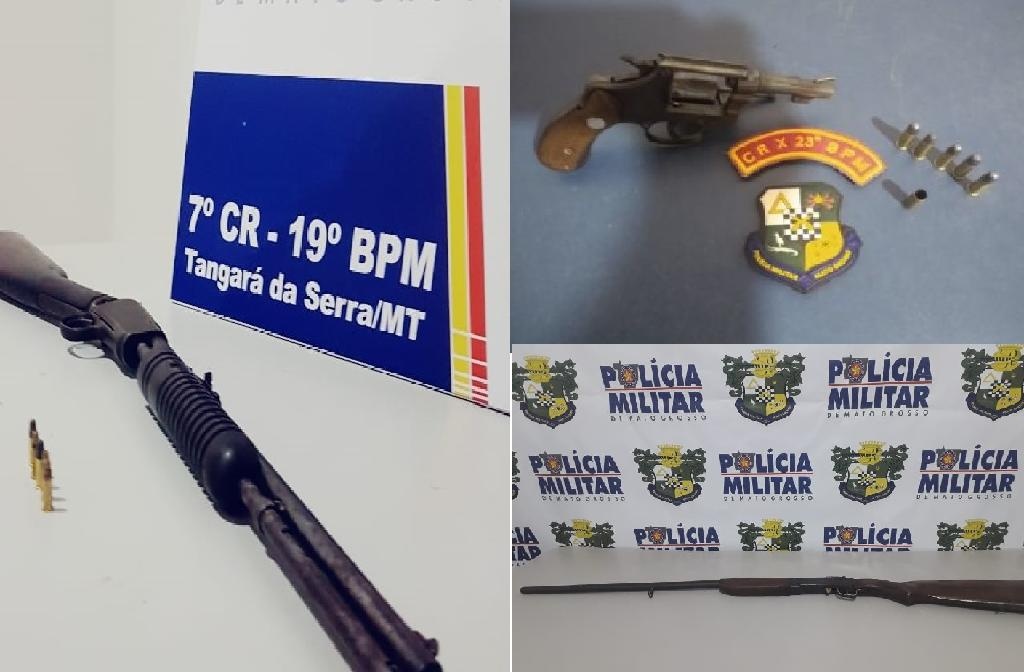 Armas de fogo são apreendidas em São José do Xingu, Tangara da Serra e Cláudia