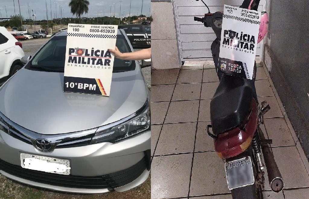 PM recupera Corolla e motocicleta em Cuiabá e Barra do Garças