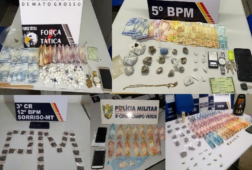 Drogas são apreendidas em Rondonópolis, Sorriso, Cáceres e Campo Verde; seis suspeitos detidos