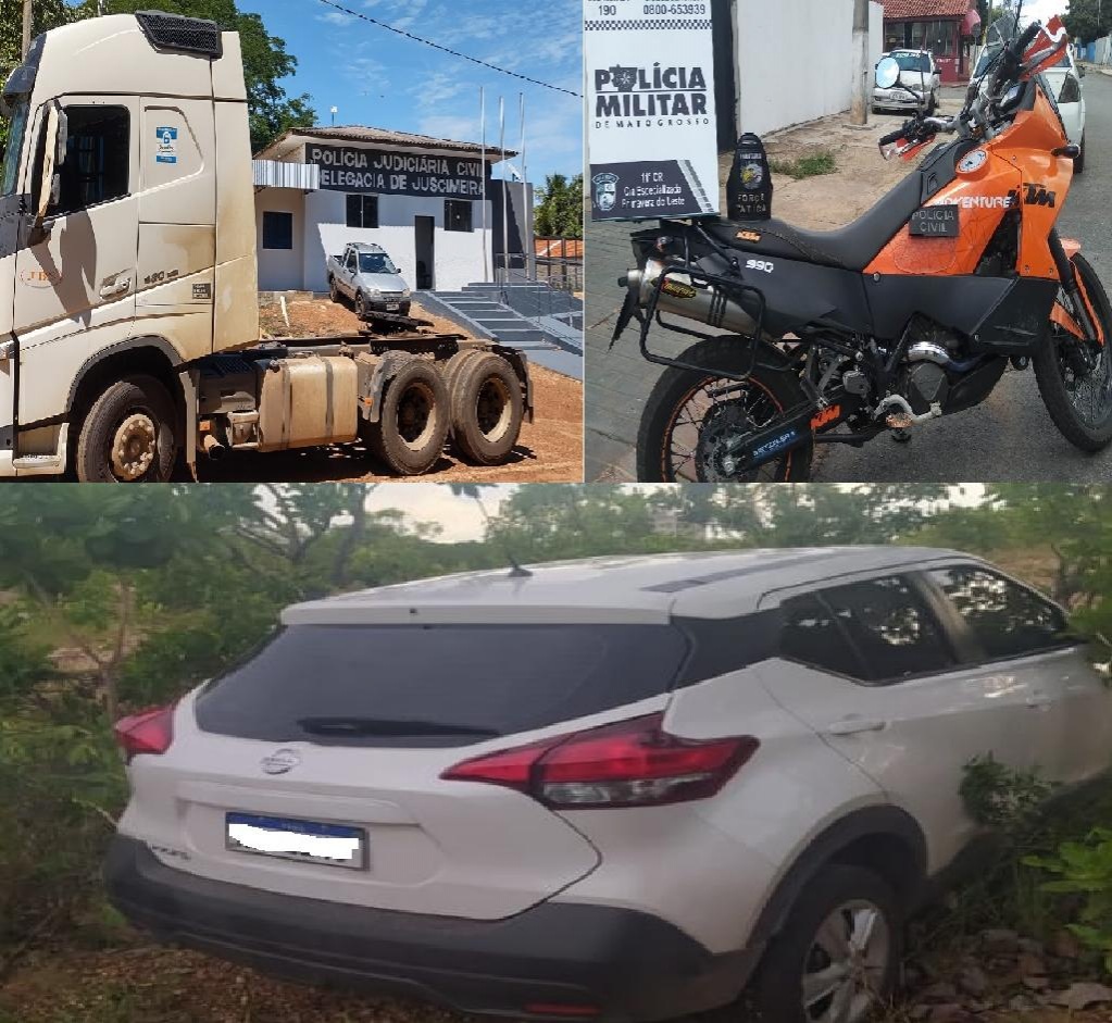 PM recupera carreta, carros e motocicletas em Cuiabá, Rondonópolis, Juscimeira e Primavera do Leste