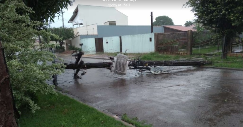 Chuva acompanhada de fortes ventos deixa estragos em Sinop