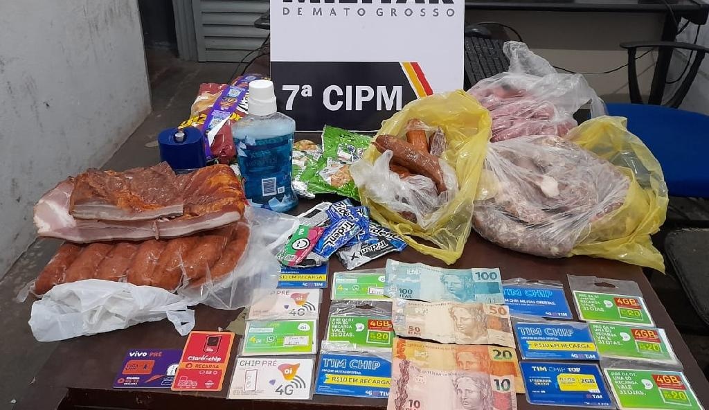 Policiais recuperam produtos furtados de açougue e detém suspeito em Jaciara