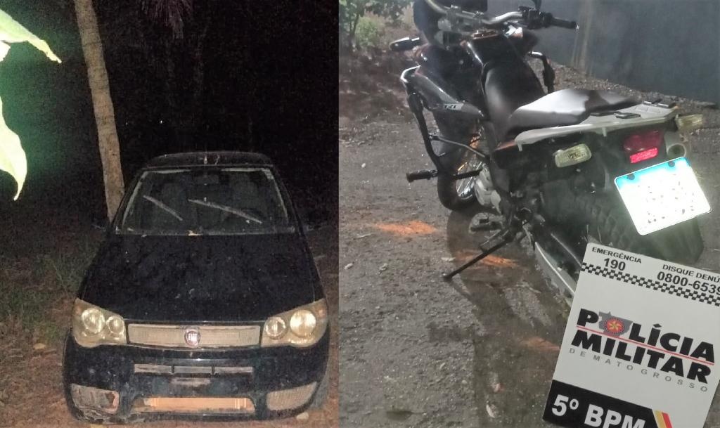 Motocicleta e carro são recuperados em duas cidades de MT