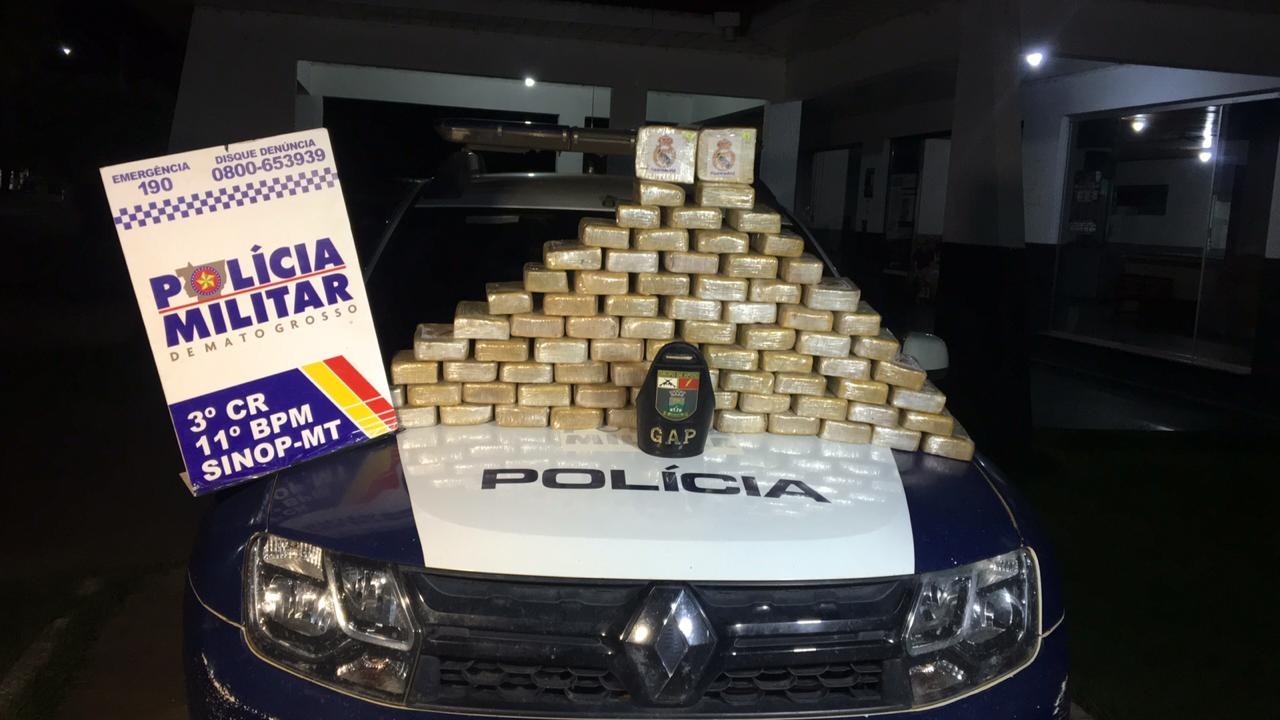 Mais de 70 kg de pasta base de cocaína são apreendidos pela PM em Sinop