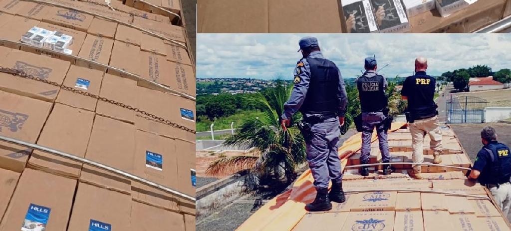 Carga de R$ 1 milhão de cigarros é apreendida pela PM e PRF