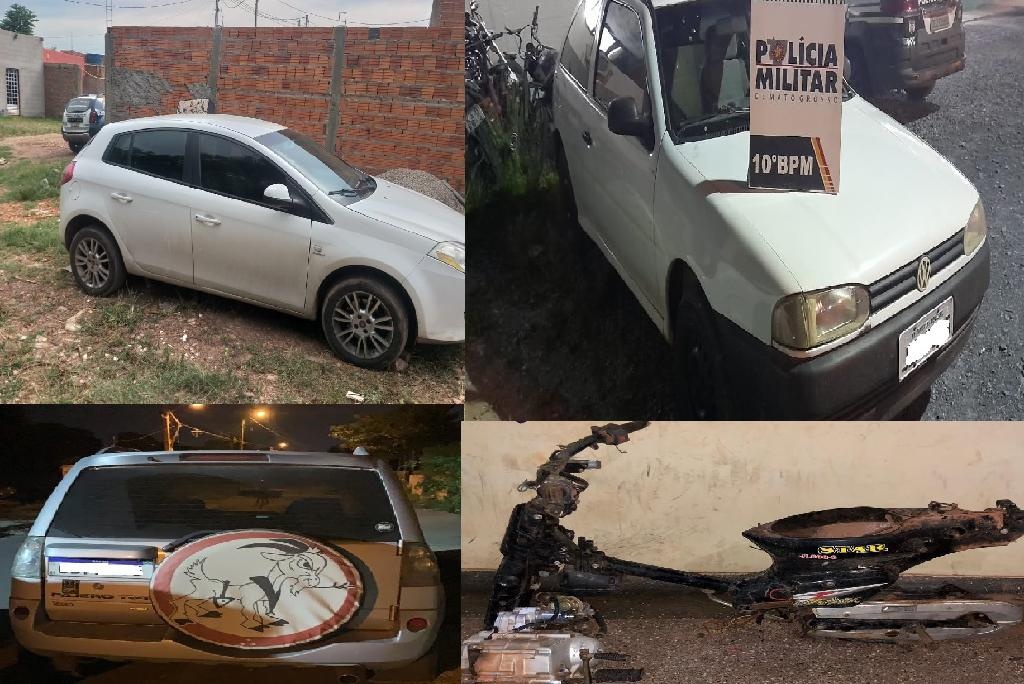 PM recupera quatro carros e peças de motocicletas em cinco cidades de MT