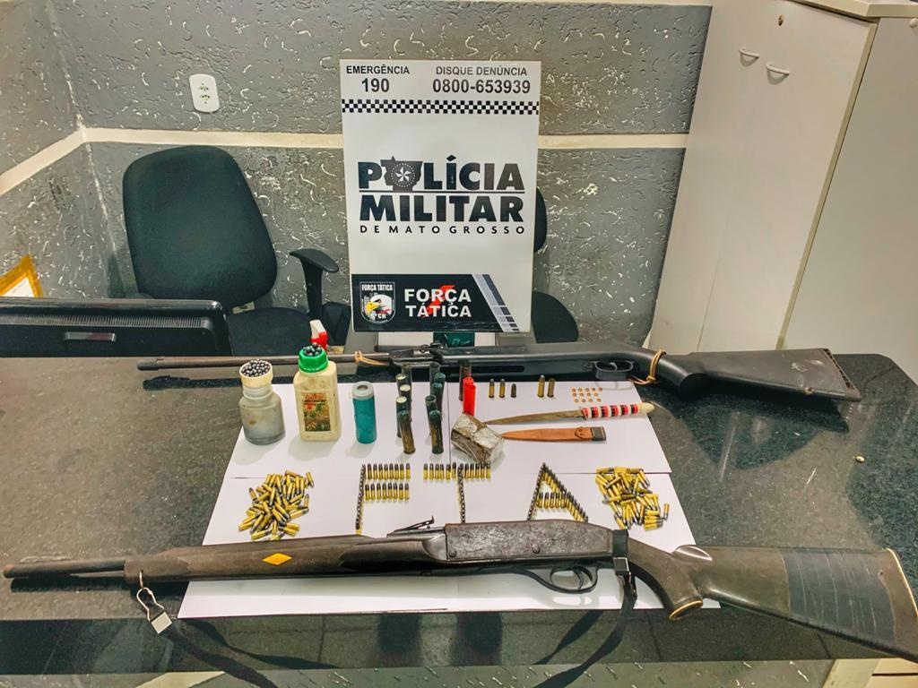 Armas de fogo e munições são apreendidas pela PM
