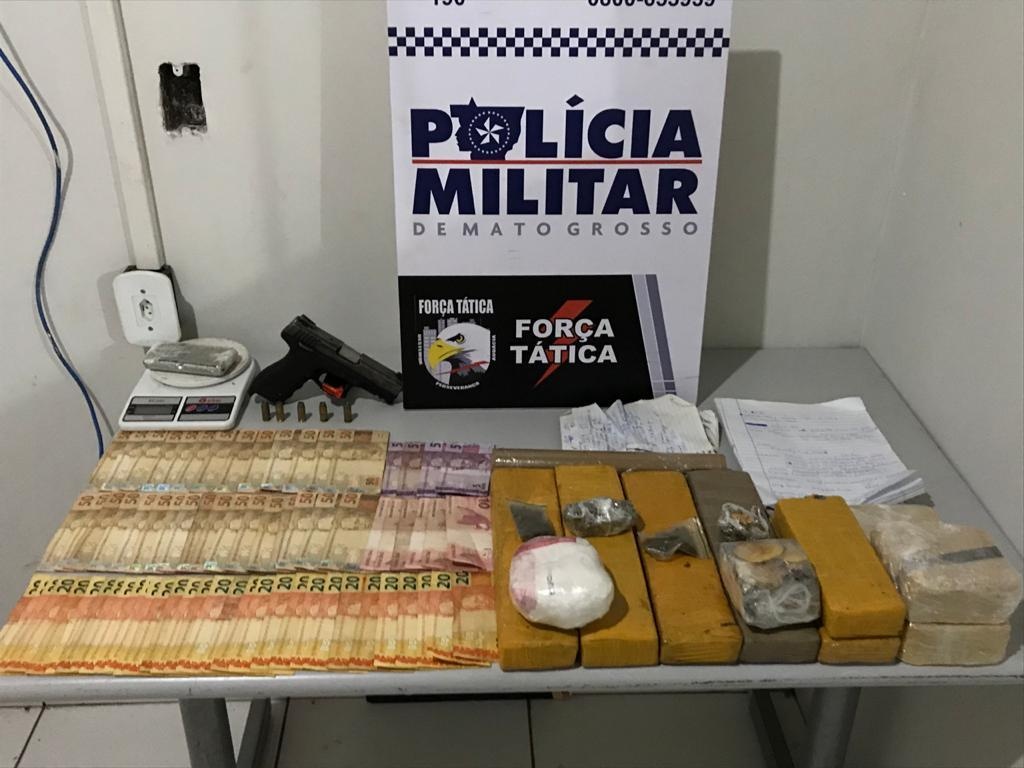 Homem é preso com pistola e droga em Tangará da Serra