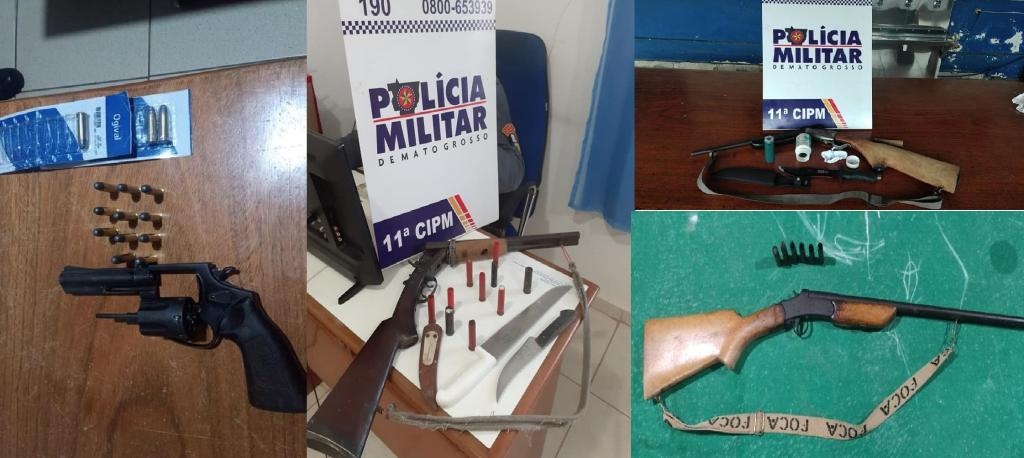Espingardas e revólver são apreendidos pela PM