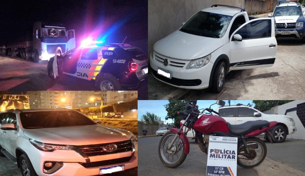 Polícia Militar recupera diversos veículos em três cidades de MT