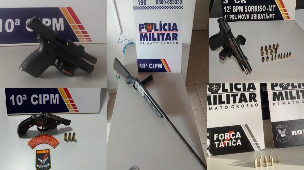 Armas e munições são apreendidas em três cidades de MT