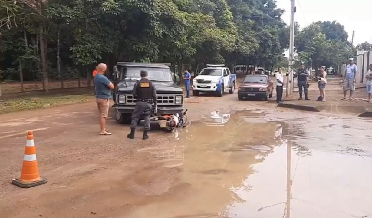 Sinop: Homem fica ferido em colisão entre caminhonete e moto