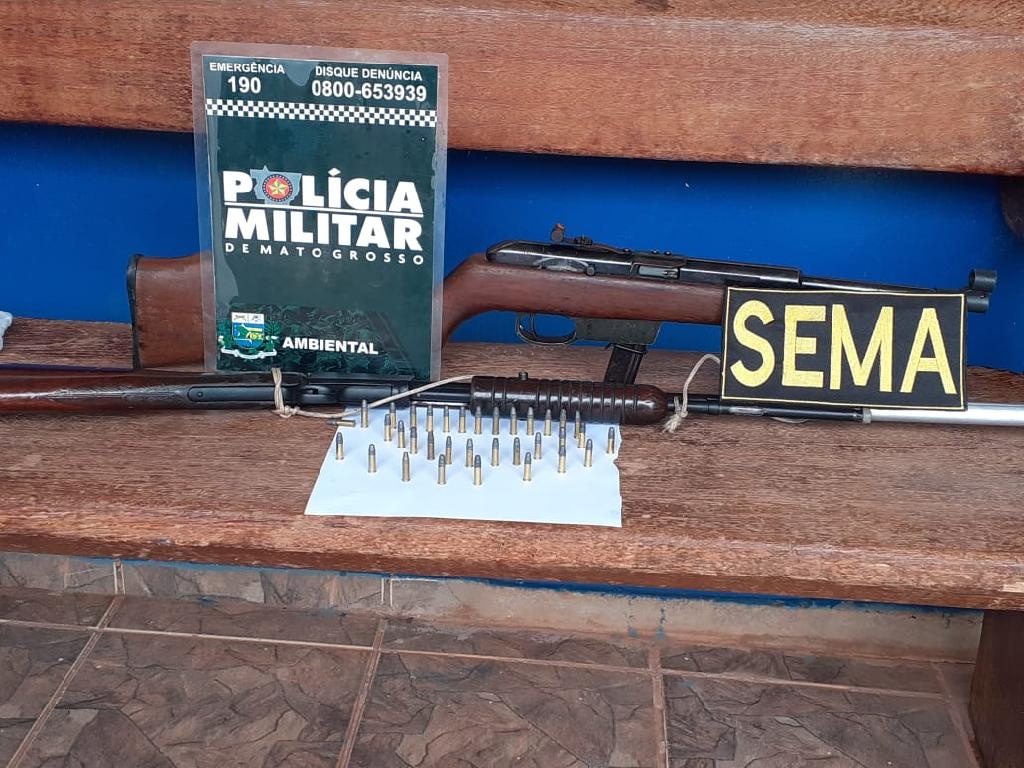 Espingardas e munições são apreendidas durante patrulhamento fluvial
