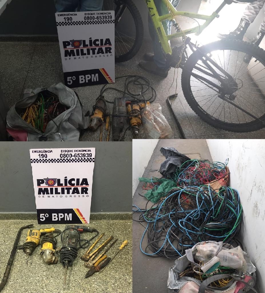 PM prende dupla e recupera objetos furtados de obra em Rondonópolis