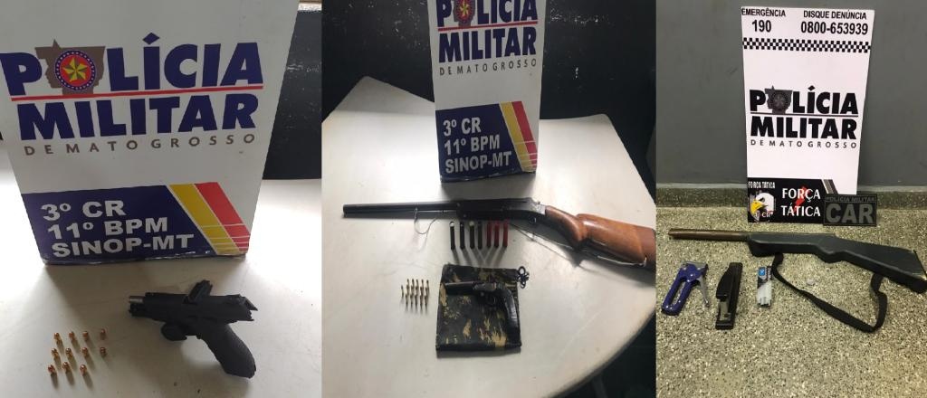 Armas de fogo e réplica são apreendidas em Sinop e Rondonópolis