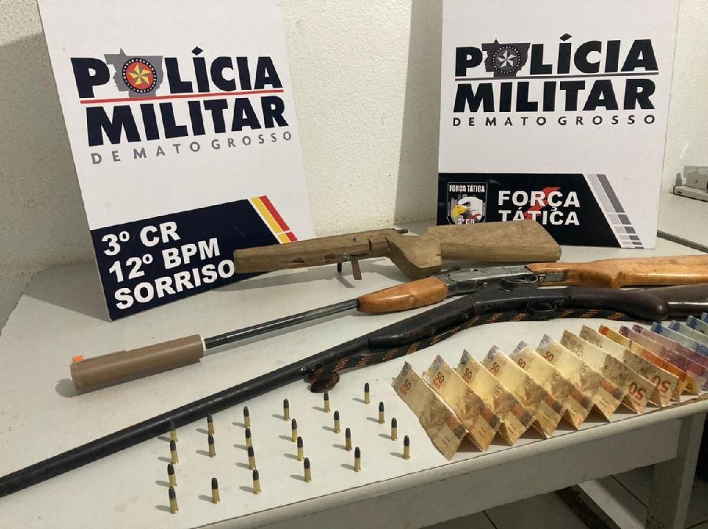 Homem é preso com armas e munições em Sorriso