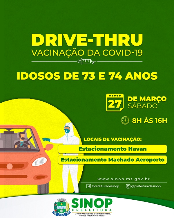 Secretaria de Saúde define drive thru para vacinar idosos contra Covid 19
