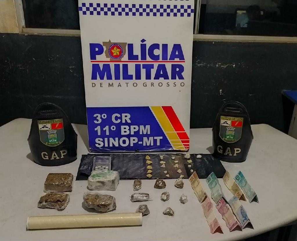 Sinop: PM prende trio com drogas e dinheiro em residência