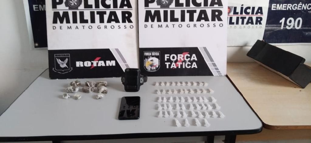 Casal é preso com pinos e porções de entorpecentes