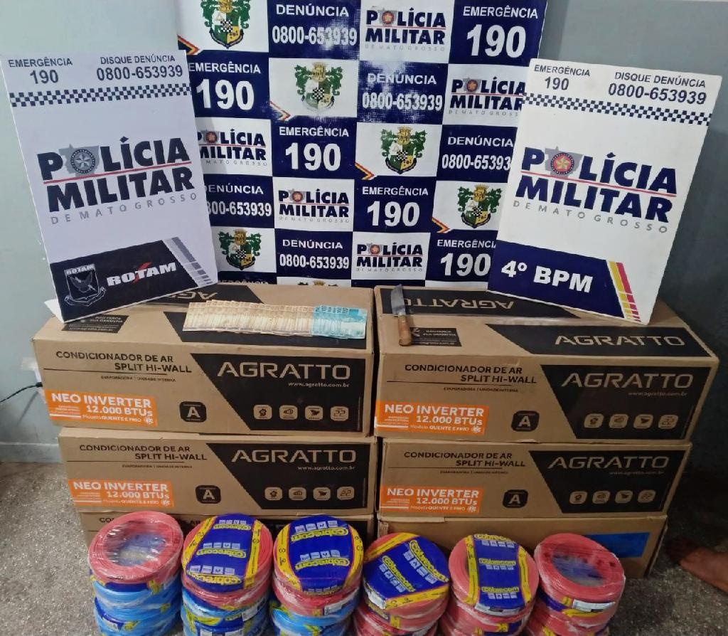 Dupla é rendida durante roubo de aparelhos de ar condicionado e fios elétricos