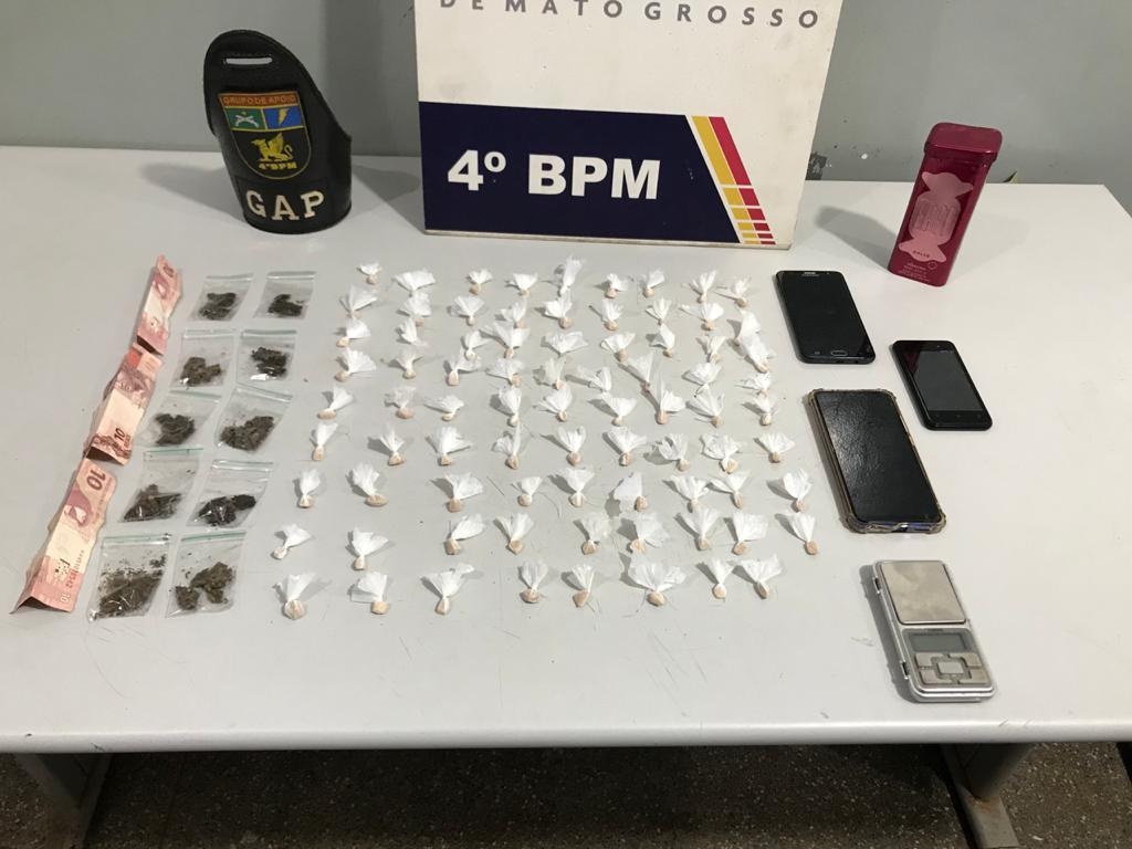 GAP prende dupla com 90 porções de pasta base e maconha no Jacarandá