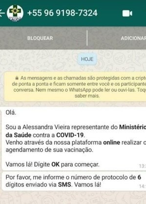 Golpistas usam cadastro para vacinação como isca para clonar WhatsApp